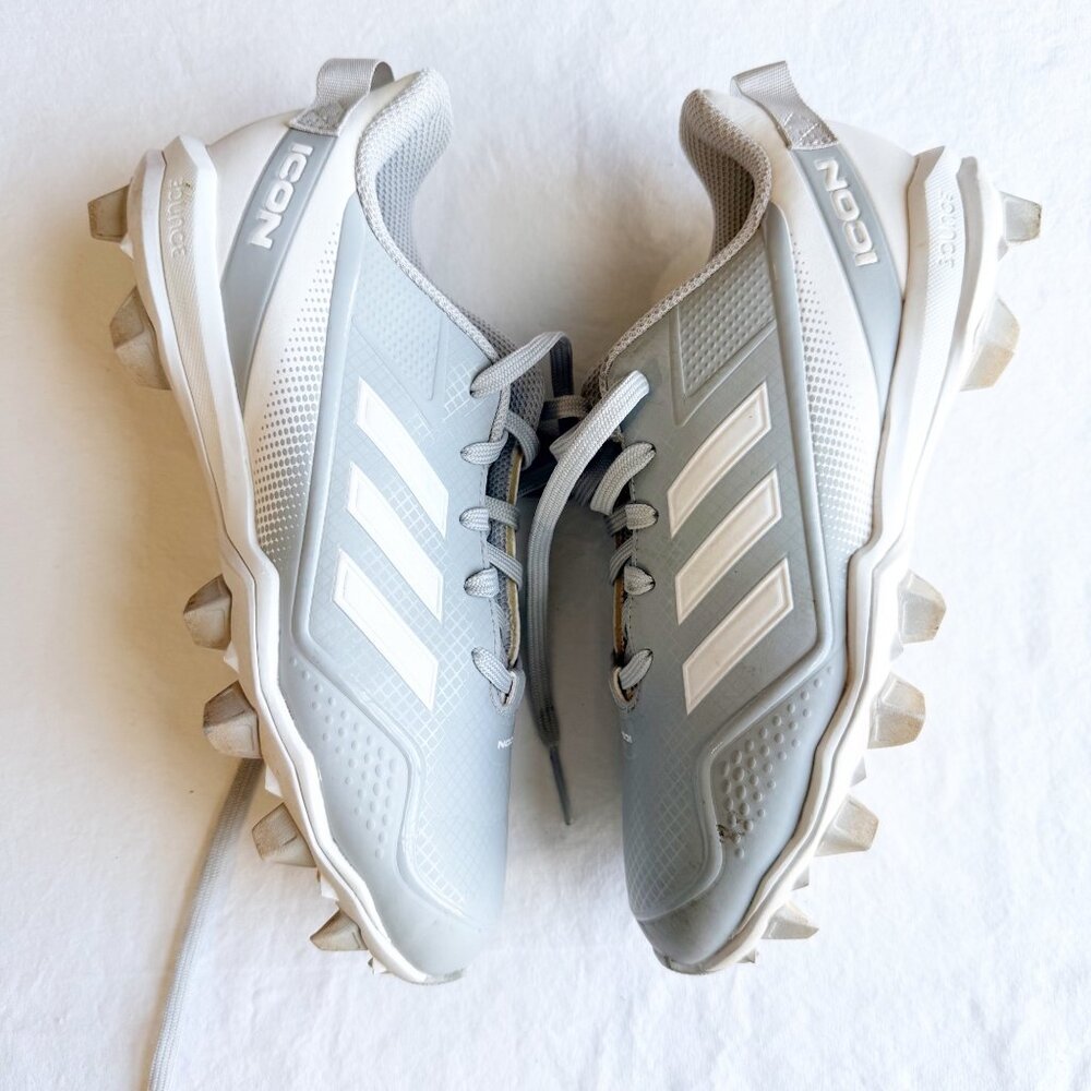 Adidas Icon Gray Baseball Cleats Boys Youth 4.5 Lightweight Durable Design